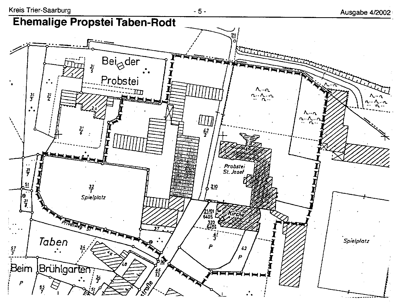 Karte / Plan der Denkmalzone "Ehemalige Propstei" Taben-Rodt